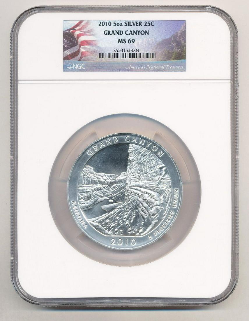 2010 Grand Canyon Arizona ATB 5 oz Silver NGC MS69 (1 of 5)
