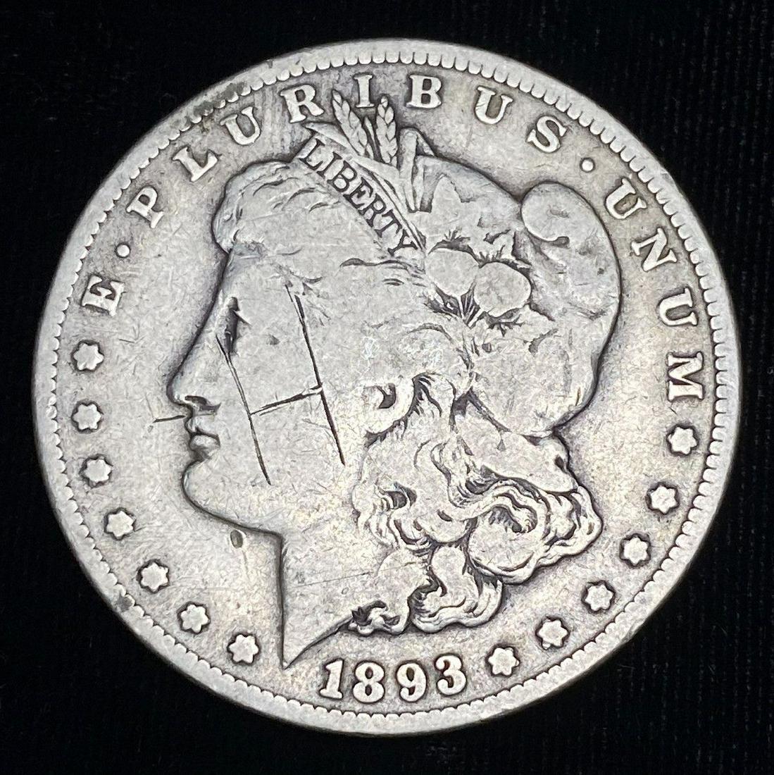 Rare Date 1893-CC Carson City Morgan $1 with Graffiti (1 of 2)