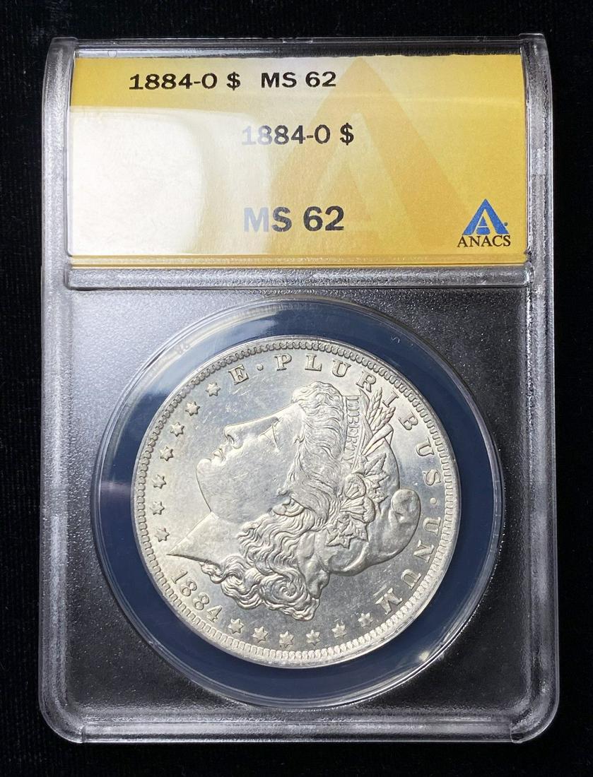 1884-O 1 oz Morgan Silver Dollar ANACS MS62 (1 of 2)