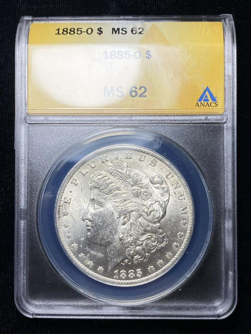 1885-O 1 oz Morgan Silver Dollar ANACS MS62 (1 of 2)