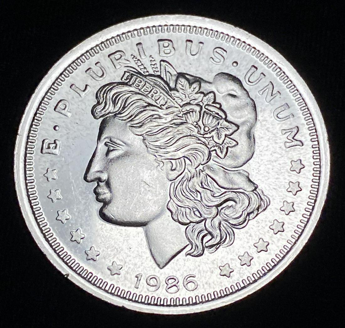 1986 Morgan Design Silver Trade Unit 1oz .999 Slvr (1 of 2)