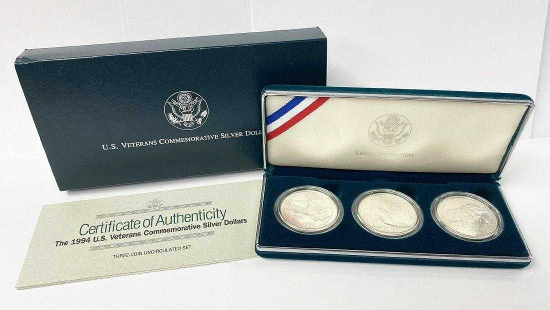 1994 US Veterans Commemorative Silver $1 3-Coin Set (1 of 3)