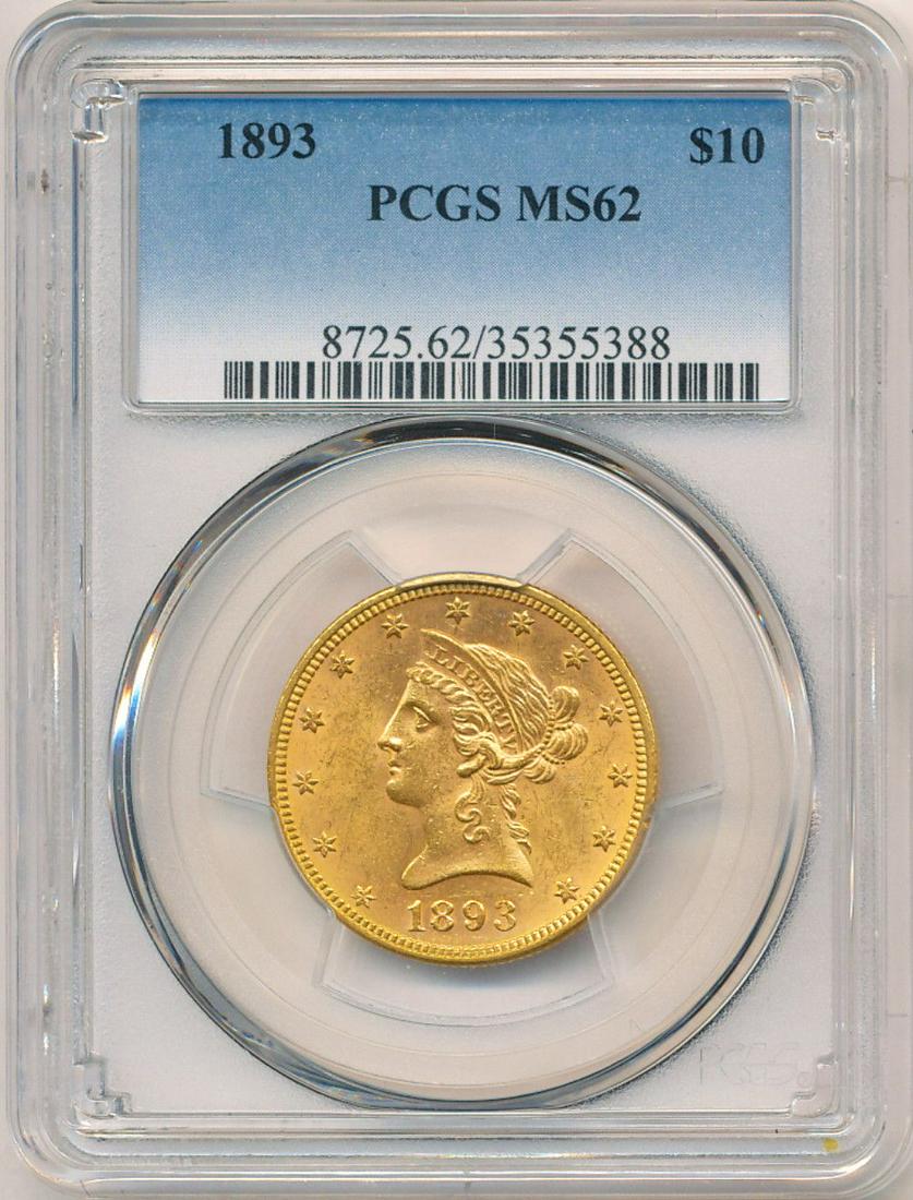 1893 $10 Liberty Head Gold PCGS MS62 (1 of 4)