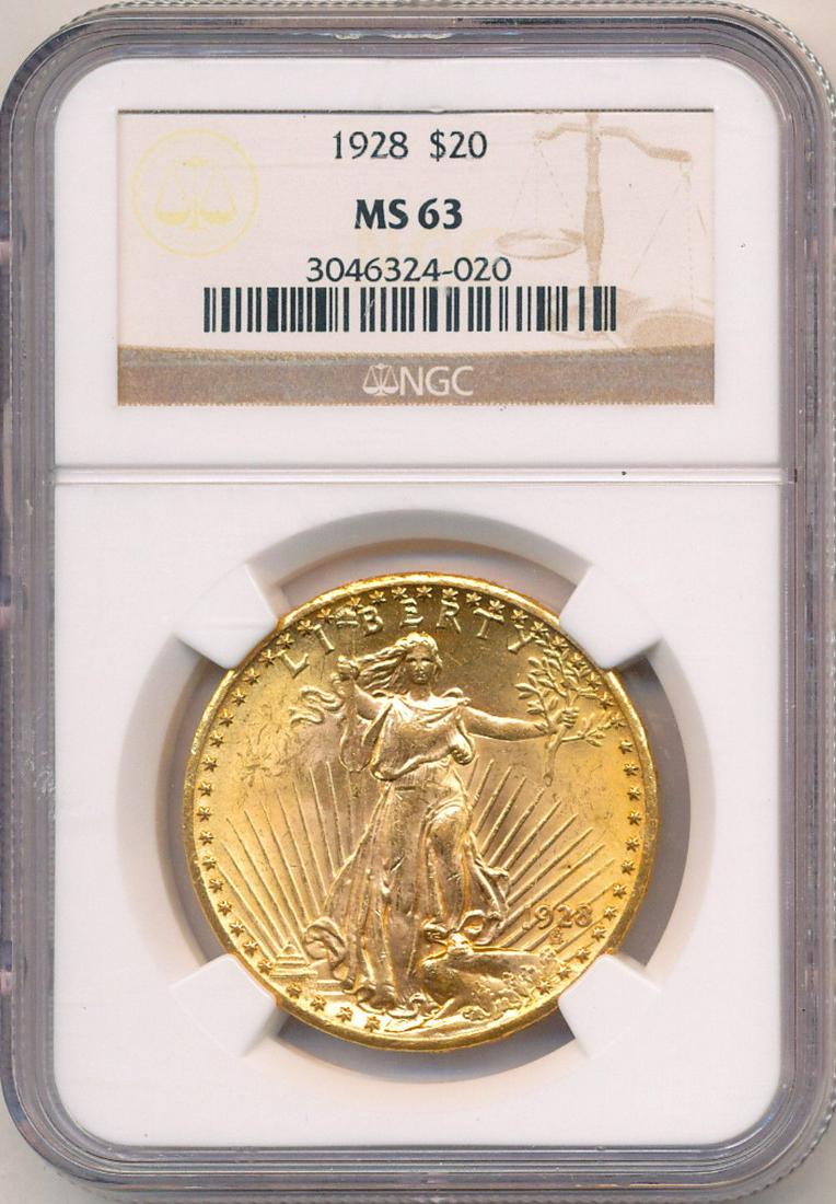 1928 $20 St. Gaudens Gold NGC MS63 (1 of 4)