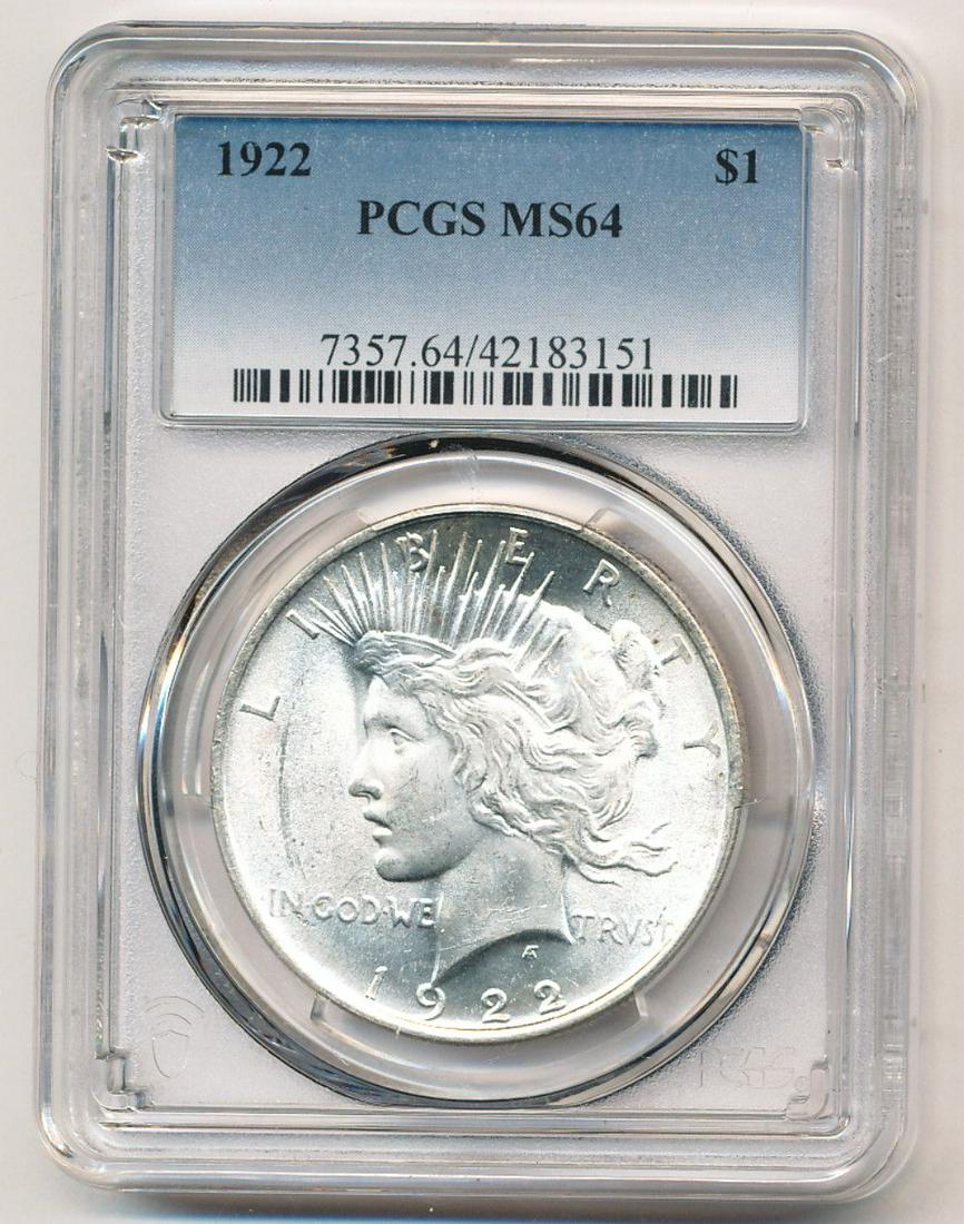1922 Peace Silver Dollar PCGS MS64 (1 of 2)