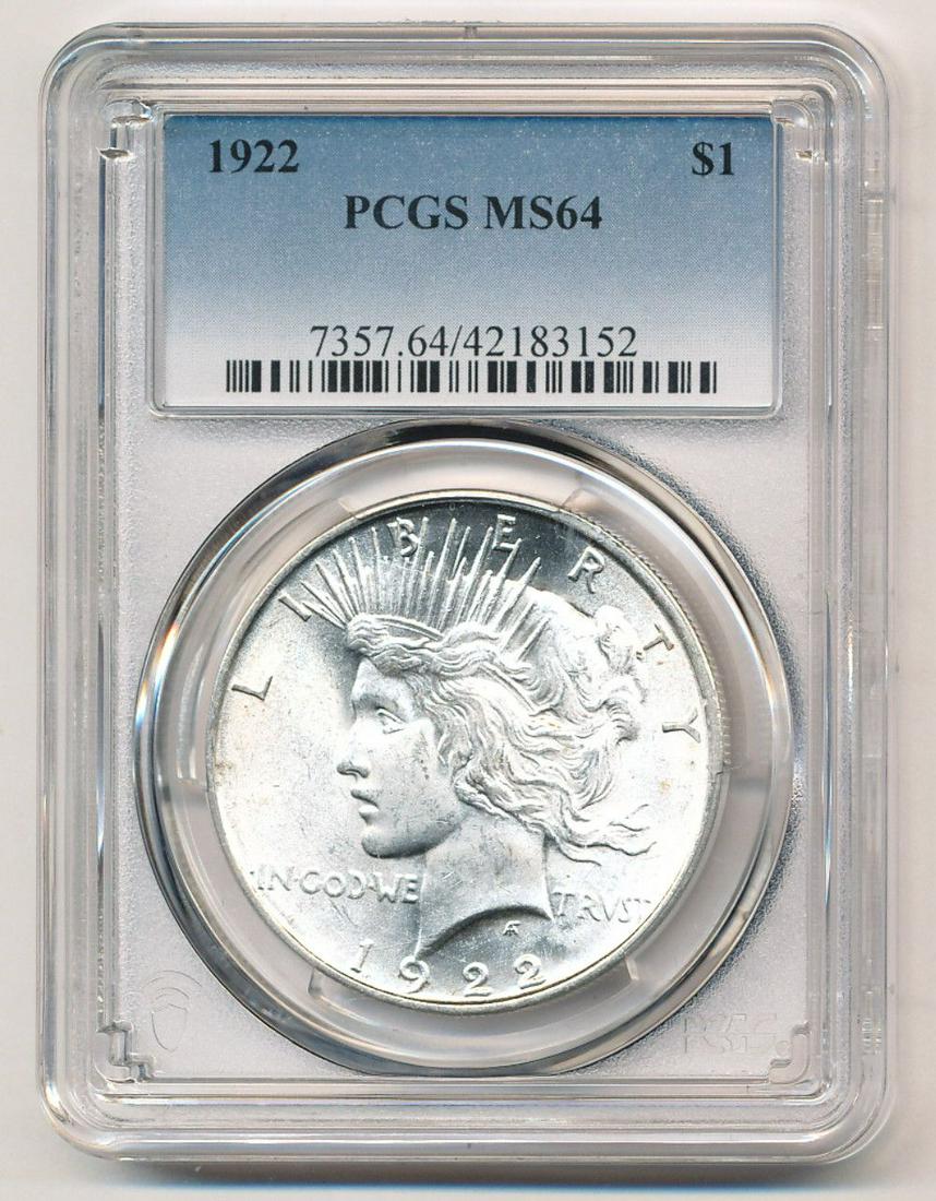 1922 Peace Silver Dollar PCGS MS64 (1 of 2)