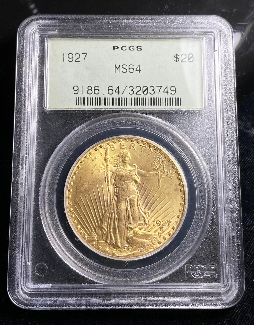 Old PCGS 1927 $20 Gold Saint MS64 (1 of 4)