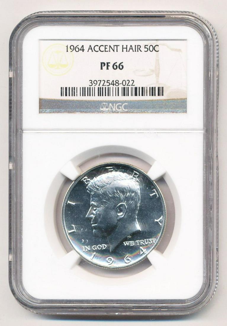 1964 Accent Hair Kennedy Silver Half Dollar NGC PF66 (1 of 6)