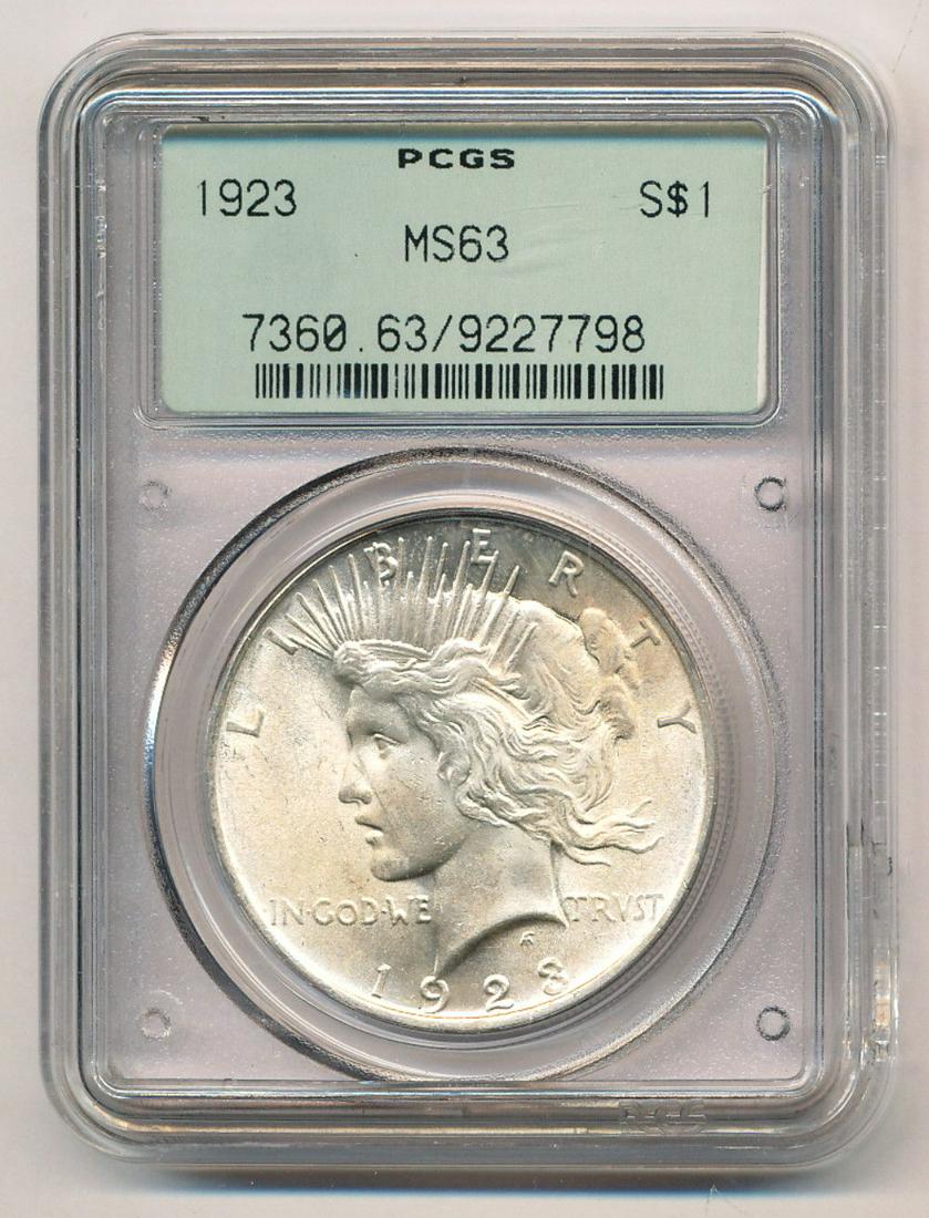 1923 Peace Silver Dollar OGH PCGS MS63 (1 of 2)