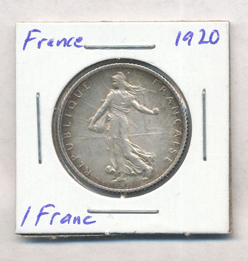 1920 France 1 Franc 83.5% Silver Coin (1 of 2)