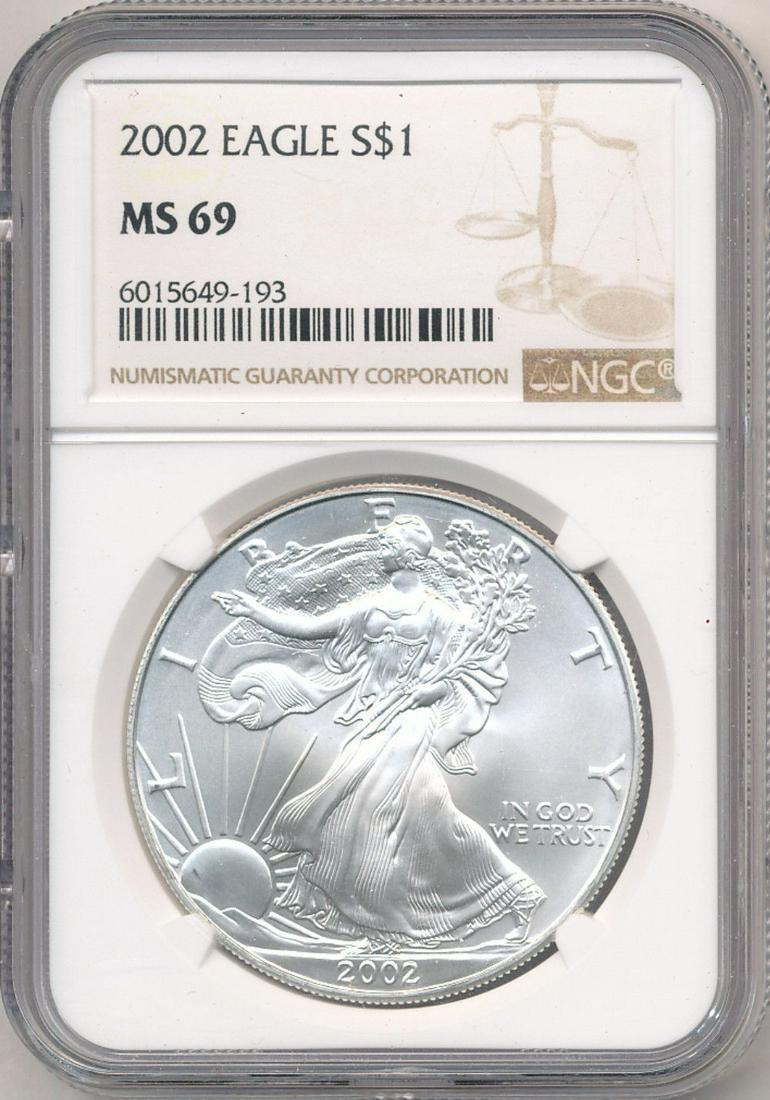 2002 American Silver Eagle NGC MS69 (1 of 4)