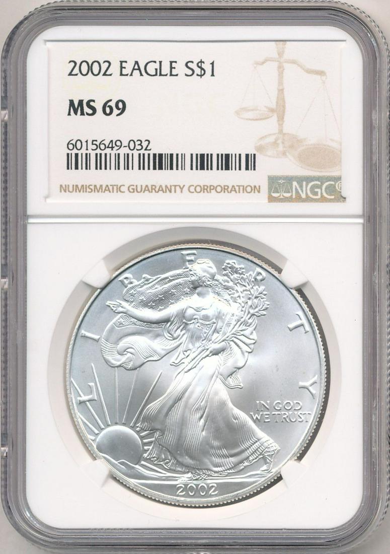 2002 American Silver Eagle NGC MS69 (1 of 4)