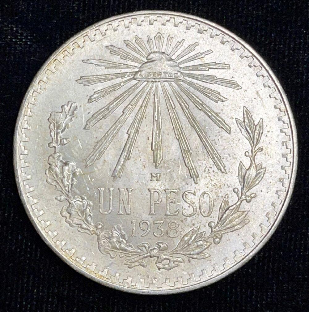 1938 Mexico 1 Peso 72% Silver (1 of 2)
