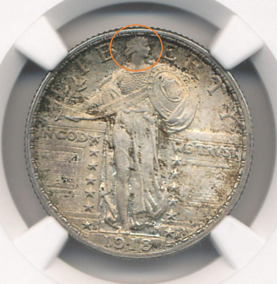 1918-S Standing Liberty 25C UNC NGC MS63..ish Almost FH (1 of 3)