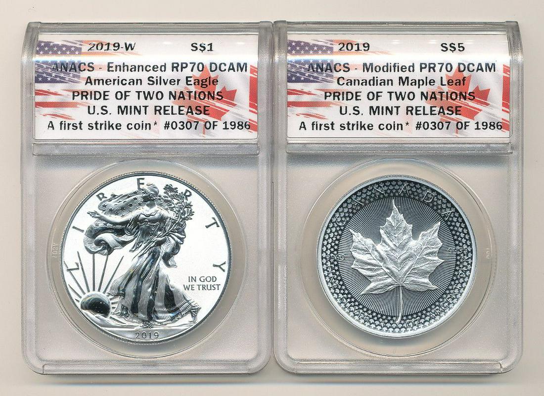 2019 ANACS Pride of Two Nations 2-Coin Set (1 of 2)