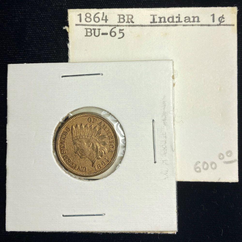 1864 BR Indian Head Cent MS65+RB (1 of 2)