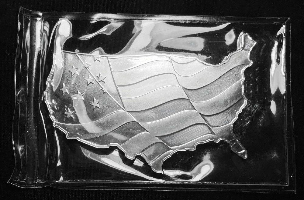 5 oz .999 Silver Elemetal US Map American Flag (1 of 3)