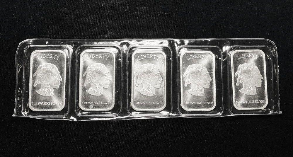 (5) 1 oz Buffalo .999 Silver Bars (1 of 4)