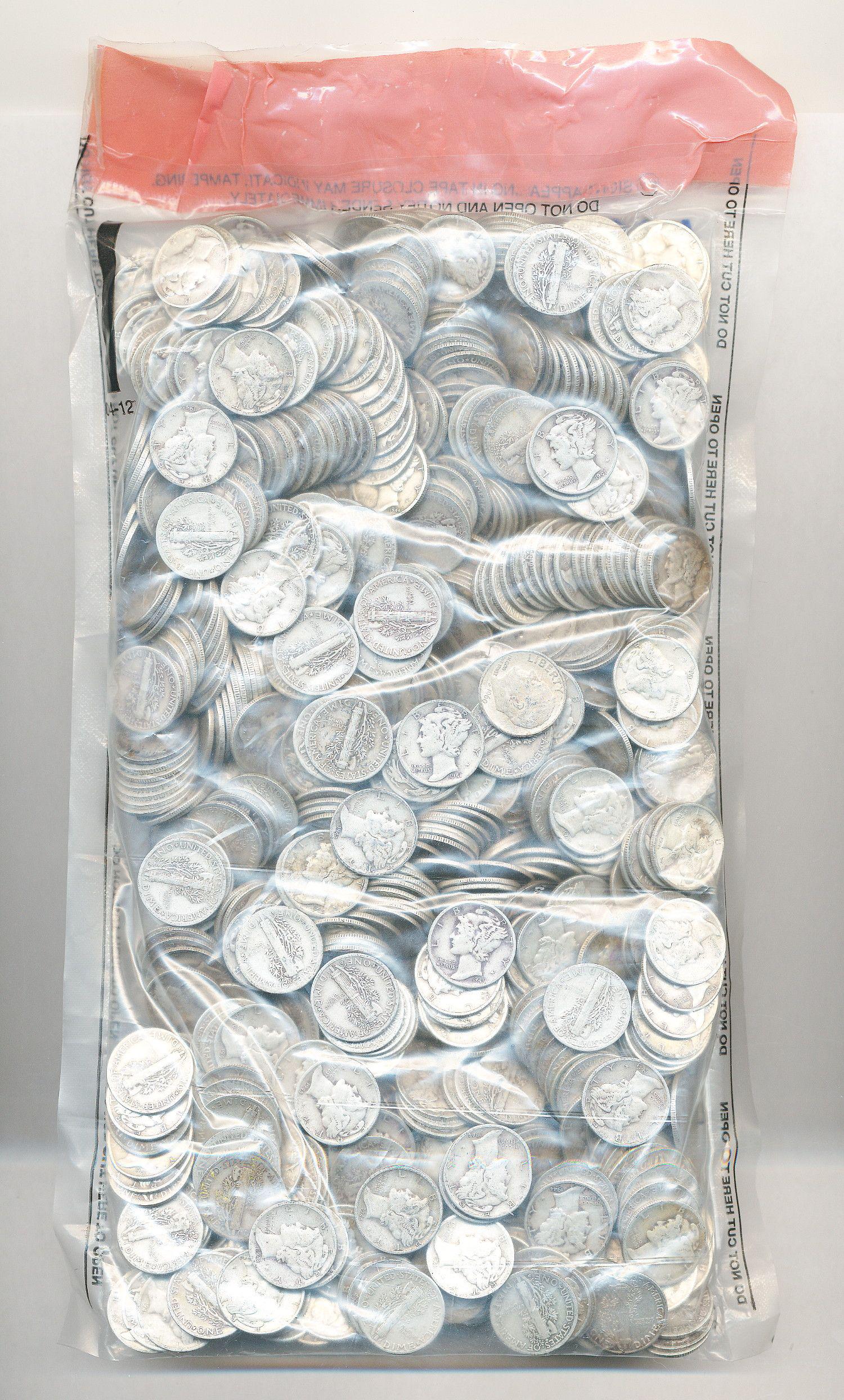 Sealed Evidence Bag Mercury Silver Dimes $100 Face (1 of 4)