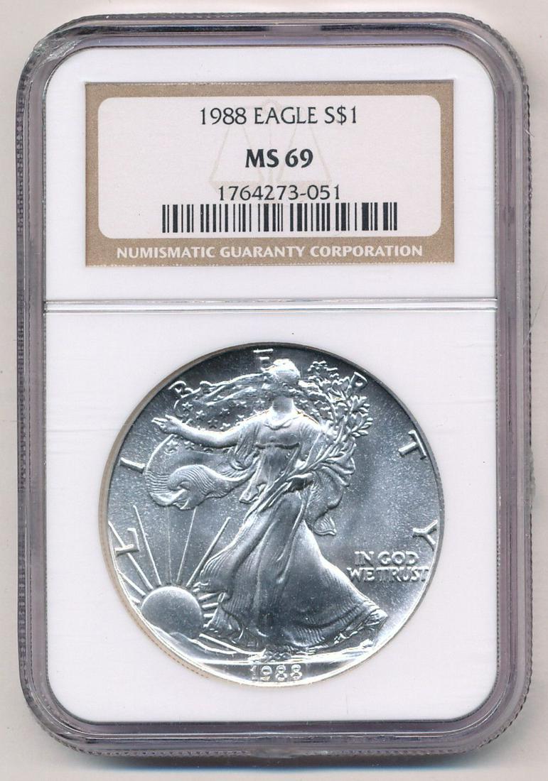 1988 American Silver Eagle NGC MS69 (1 of 2)