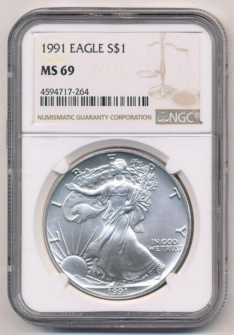 1991 American Silver Eagle NGC MS69 (1 of 2)