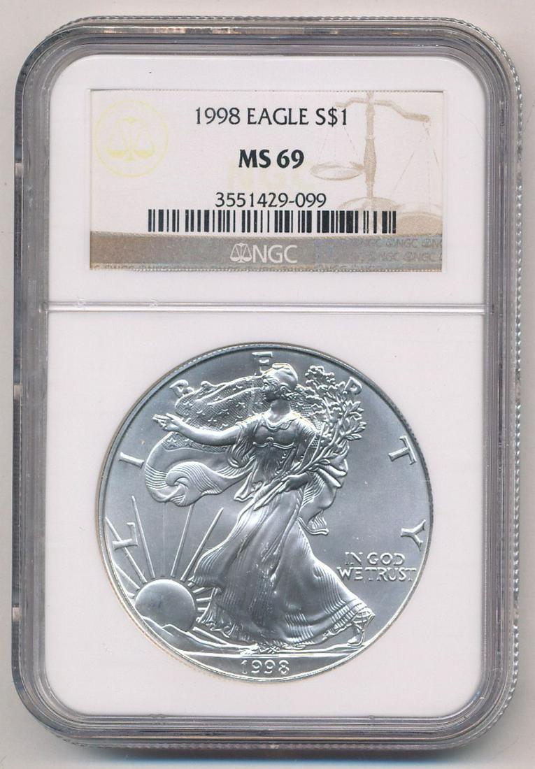 1998 American Silver Eagle NGC MS69 (1 of 2)