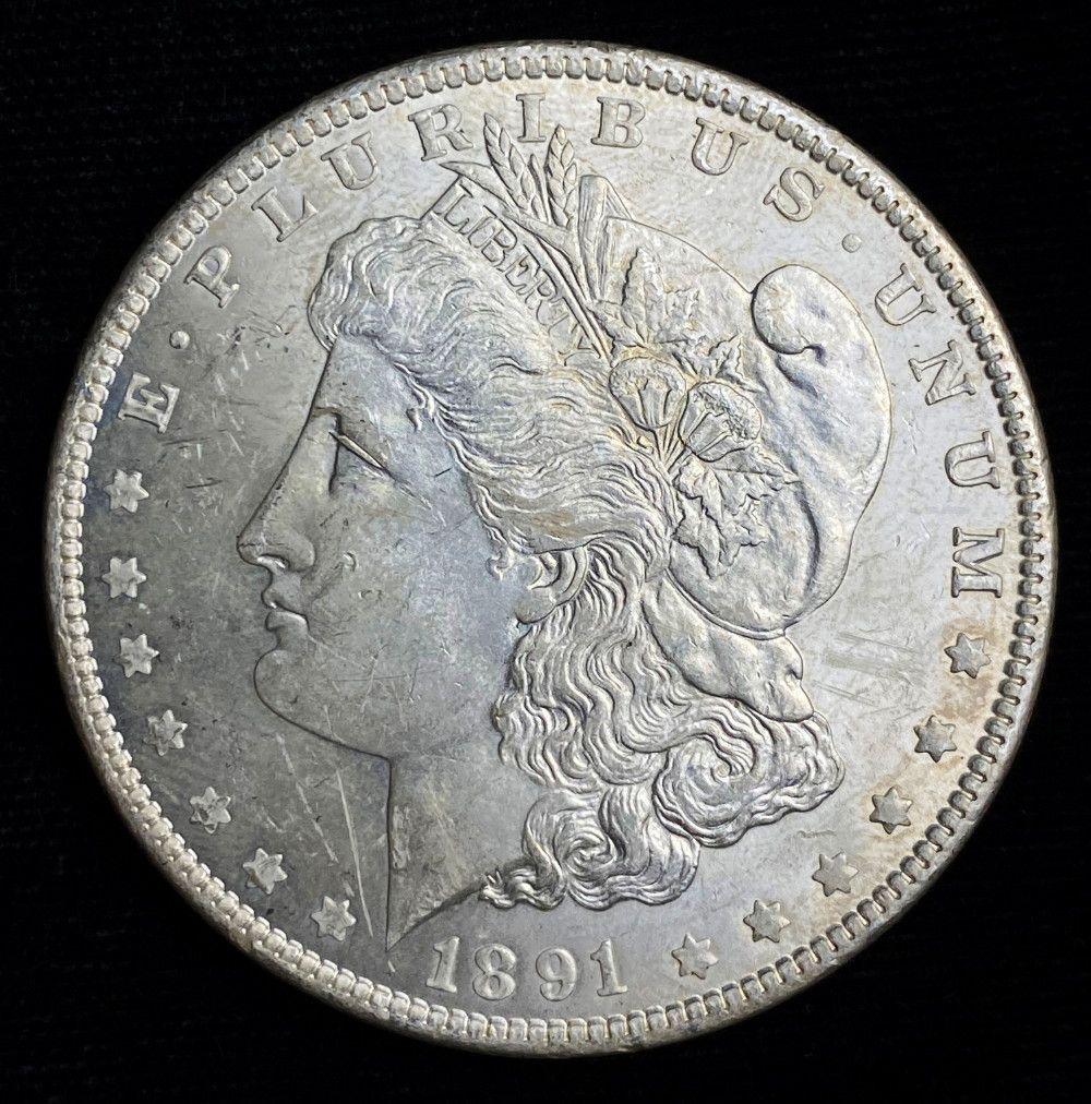 1891 Morgan Silver Dollar MS63: This lot is for (1) Morgan Silver Dollar. This single coin for sale in this lot originated from the album shown here, which is how it was collected and stored for years. By order of consignor there is