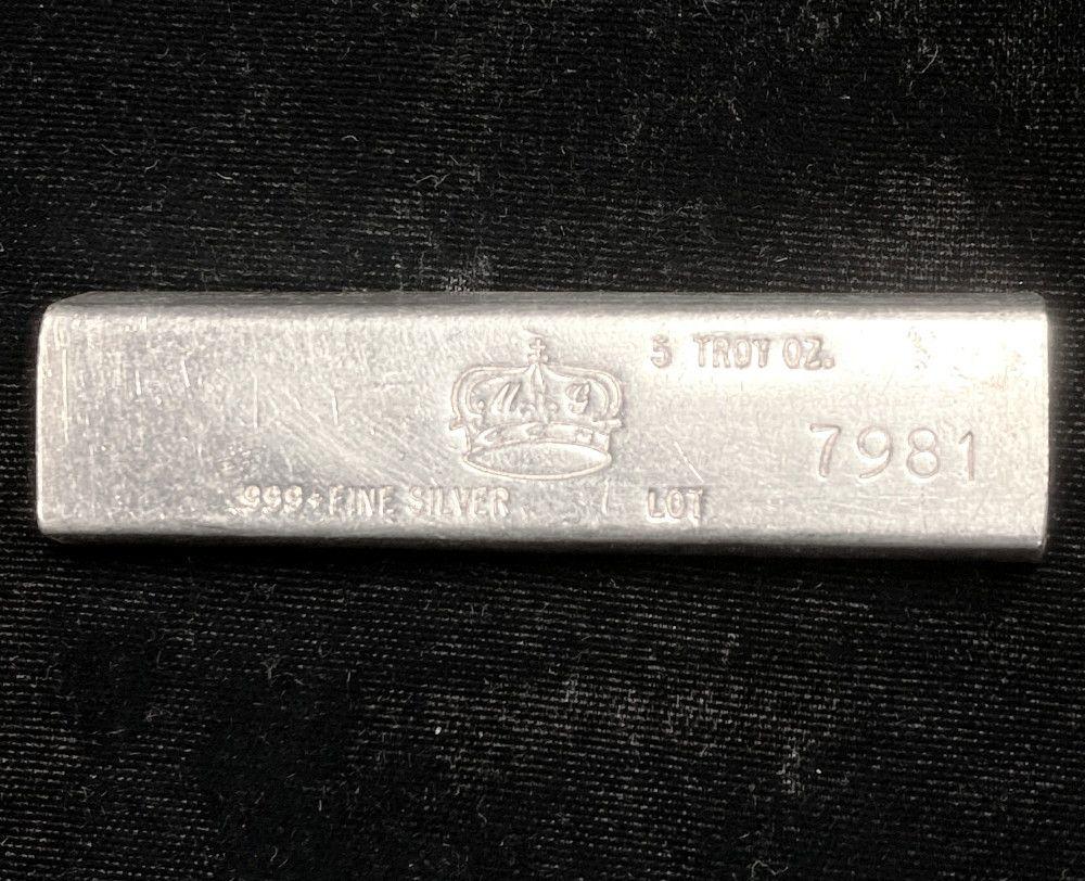 5 Troy Ounce MG CCM .999+ Fine Silver Bar (1 of 3)