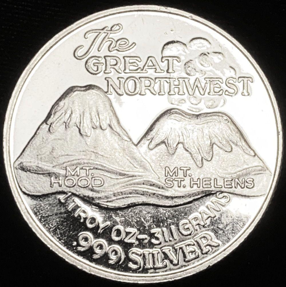 The Great Northwest Mt. Hood Mt. St Helen's 1 oz Silver (1 of 2)