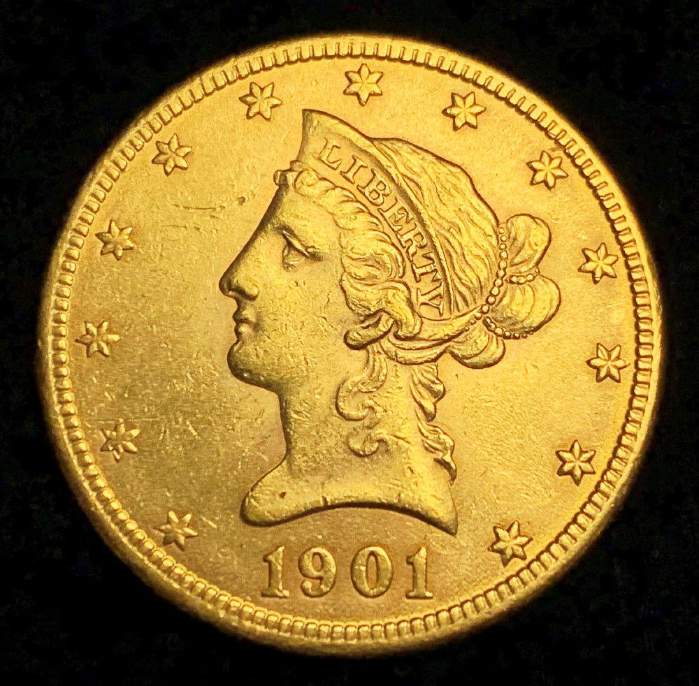 1901 $10 Liberty Head Gold AU+ (1 of 2)