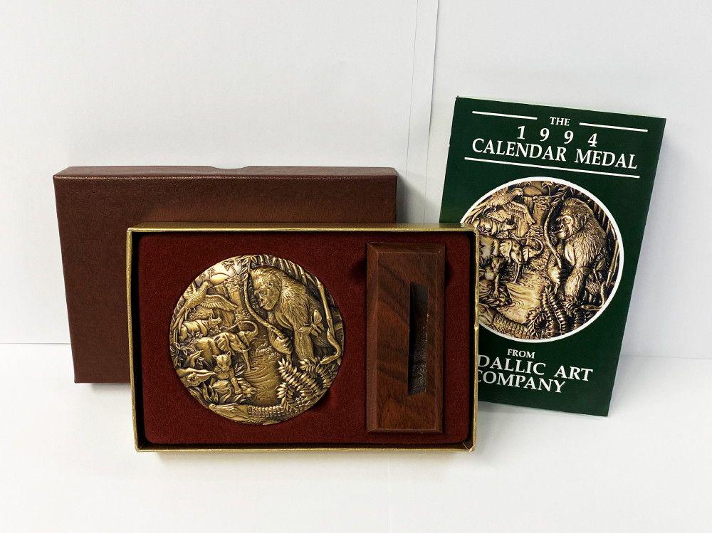 Antique Medallic Arts Jungle Life Bronze 1994 Calendar: Winner shall receive the exact medallion shown here. (EM/B)