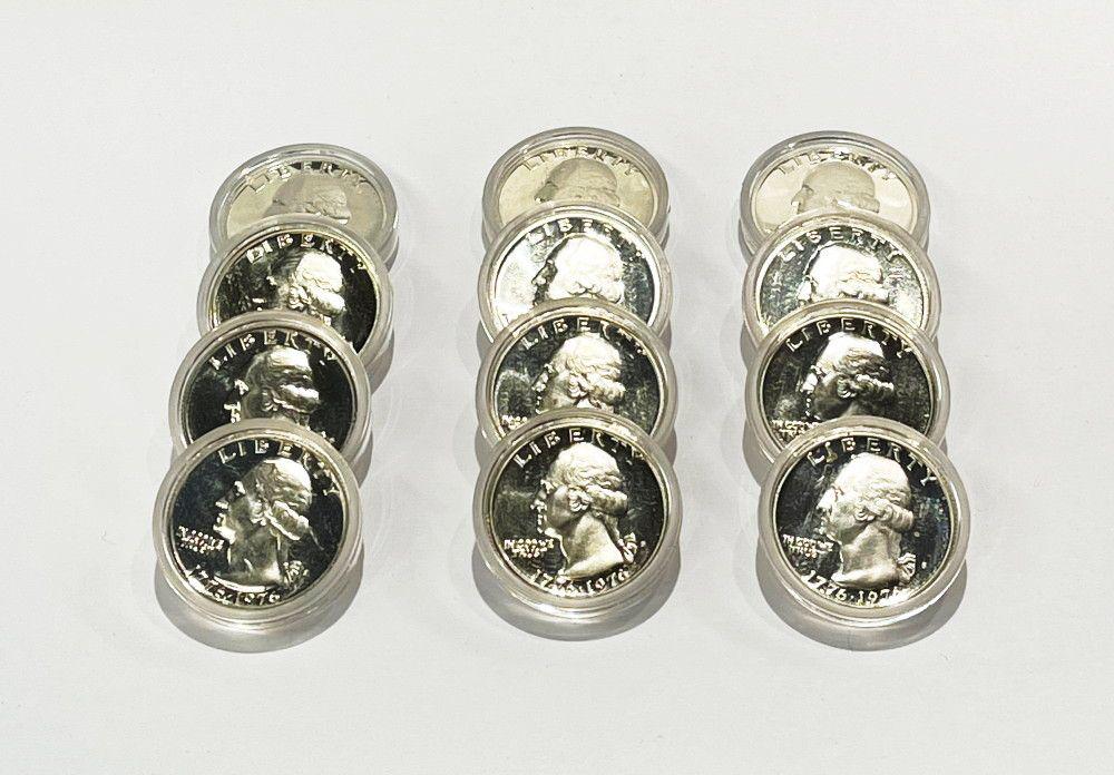 12 (1 Dozen) 1976 Proof 40% Silver Quarters (1 of 4)