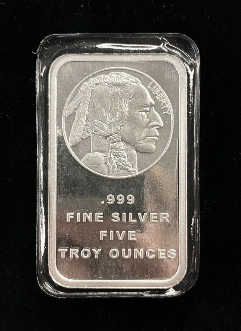 Indian Head Liberty Buffalo 5 oz Silver Bar (1 of 3)