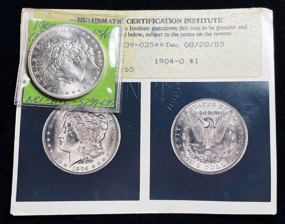 Vintage Certification 1904-O Morgan Silver Dollar MS65 (1 of 5)