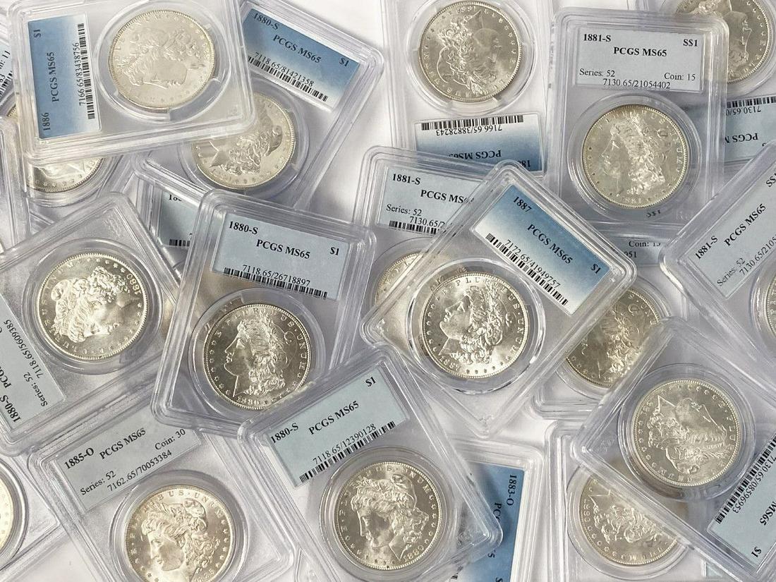 (100) Mixed Date & MM PCGS MS65 Morgan Silver Dollars (1 of 2)