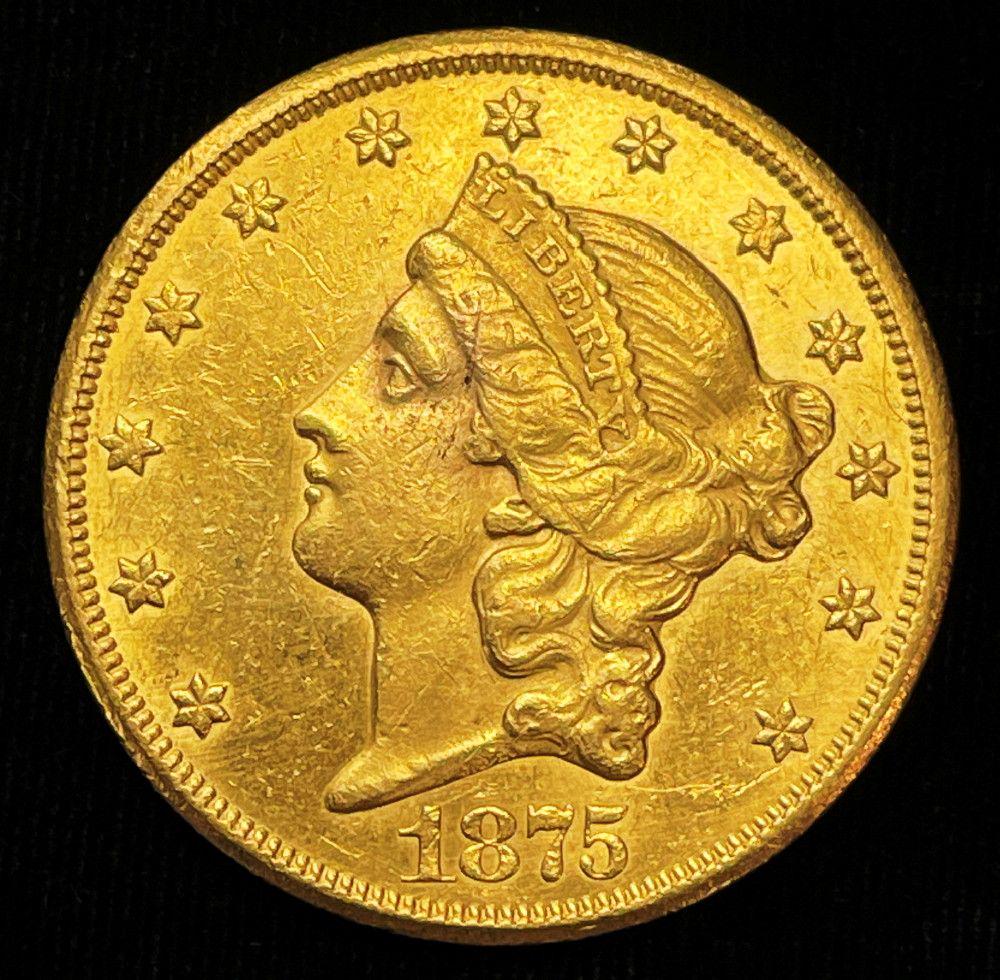 CC Gold 1875 $20 Carson City AU58 Proof Like (1 of 9)