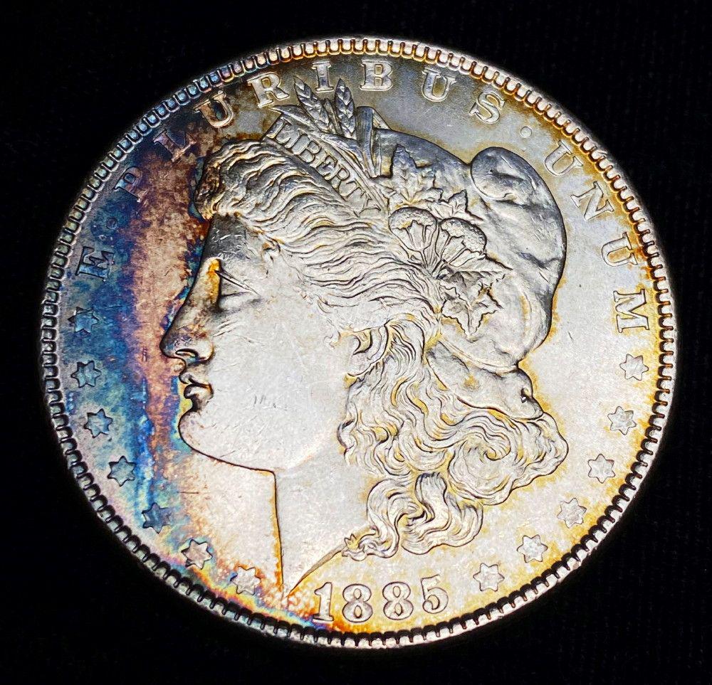 1885 Morgan Silver Dollar Rainbow Toning MS63 (1 of 2)