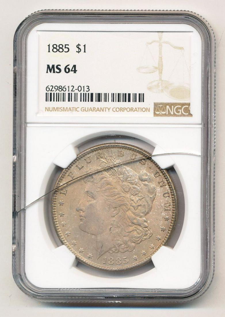 1885 Morgan Silver Dollar NGC MS64 Cracked Holder (1 of 2)
