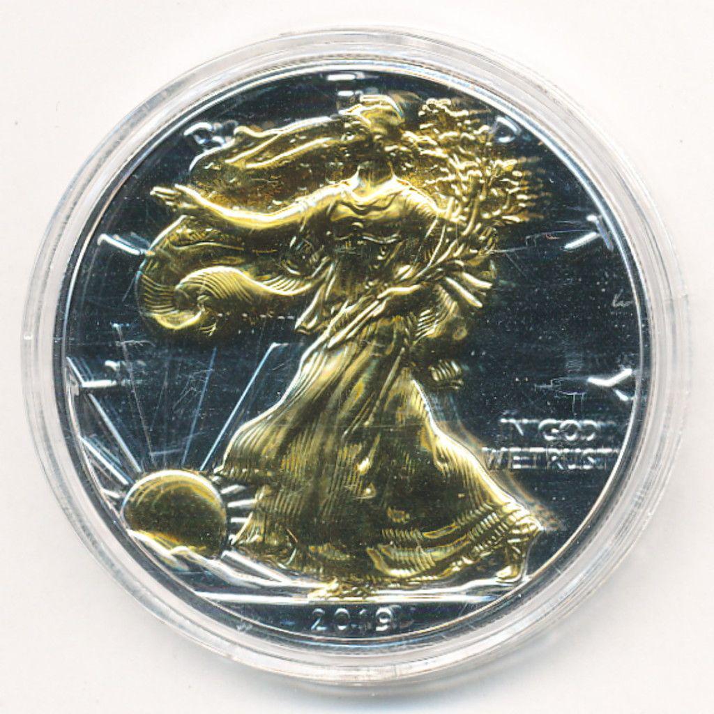 Gold Foil Genuine 2019 American Silver Eagle: Winner shall receive the exact coin shown here. (IS/B)