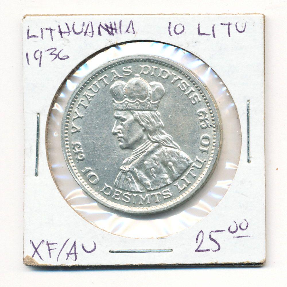 1936 Lithuania 10 Litu Silver Coin (1 of 2)