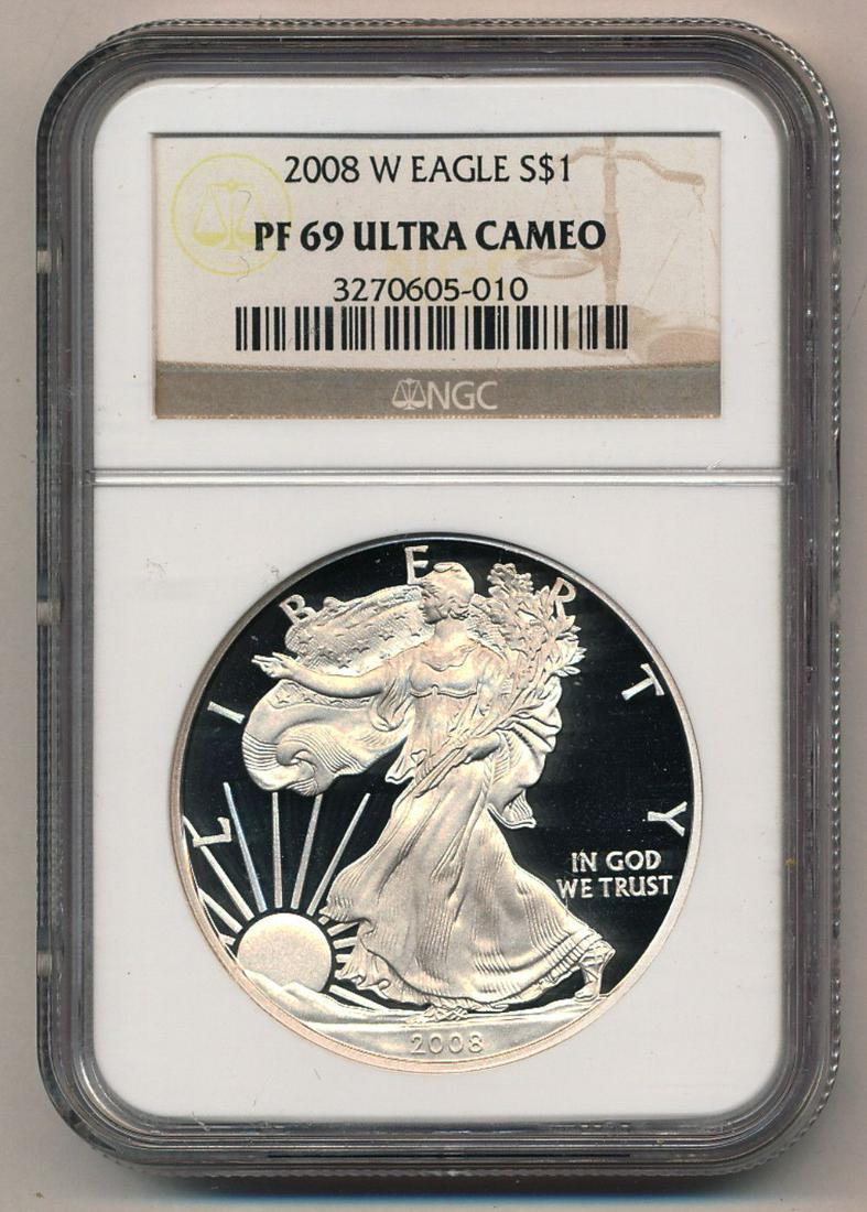 2008-W American Silver Eagle NGC PF69 Ultra Cameo (1 of 2)