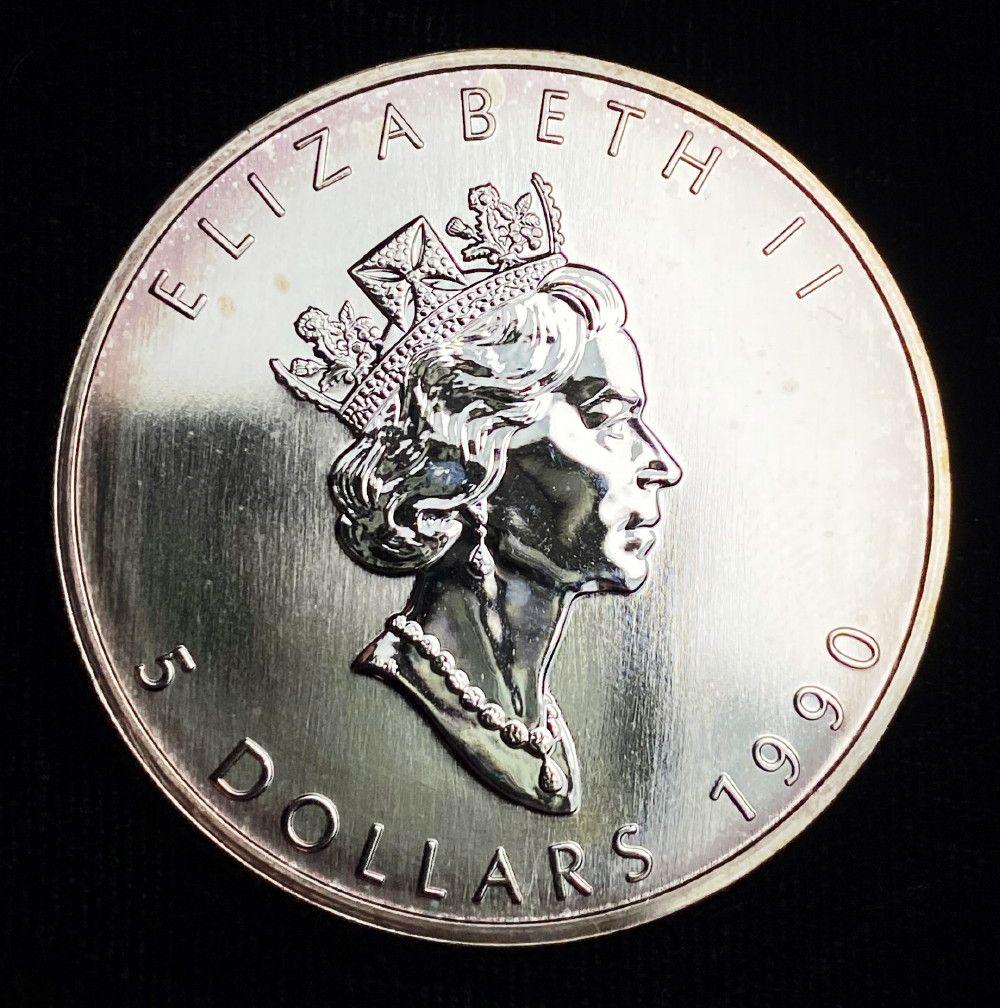 1990 Canada $5 Maple Leaf 1oz Silver (1 of 2)