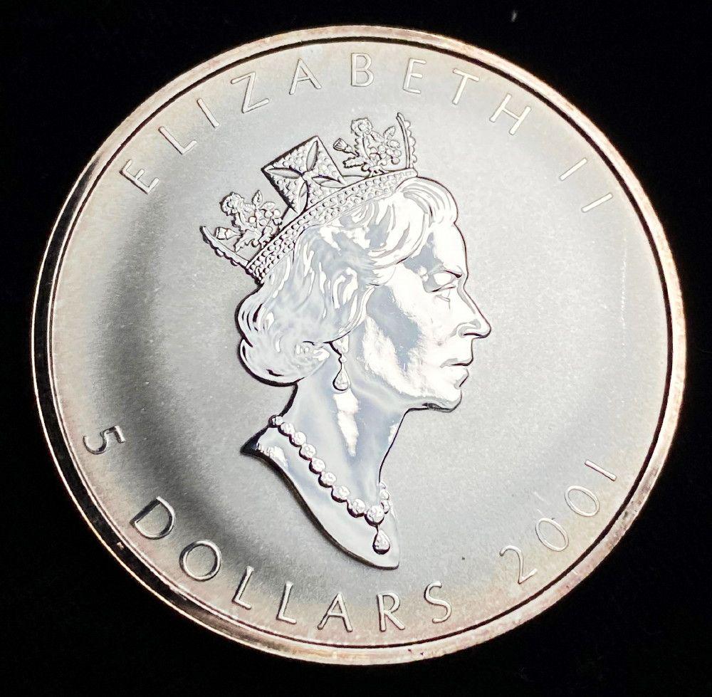 2001 Canada $5 Maple Leaf Privy Snake 1oz Silver (1 of 2)