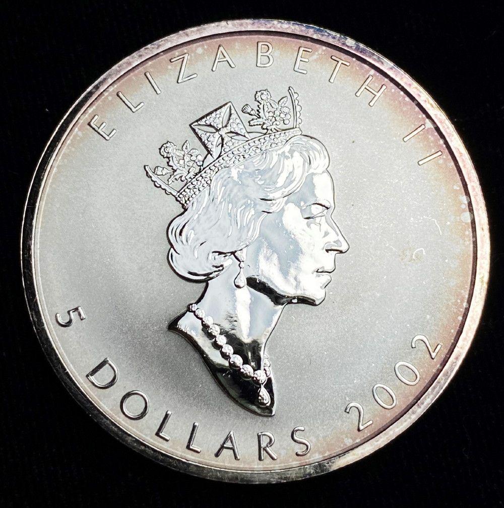 2002 Canada $5 Maple Leaf Privy Horse 1oz Silver (1 of 2)