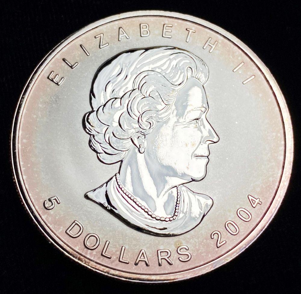 2004 Canada $5 Maple Leaf Privy Monkey 1oz Silver (1 of 2)