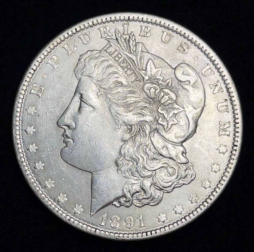 1891 Morgan Silver Dollar AU (1 of 3)