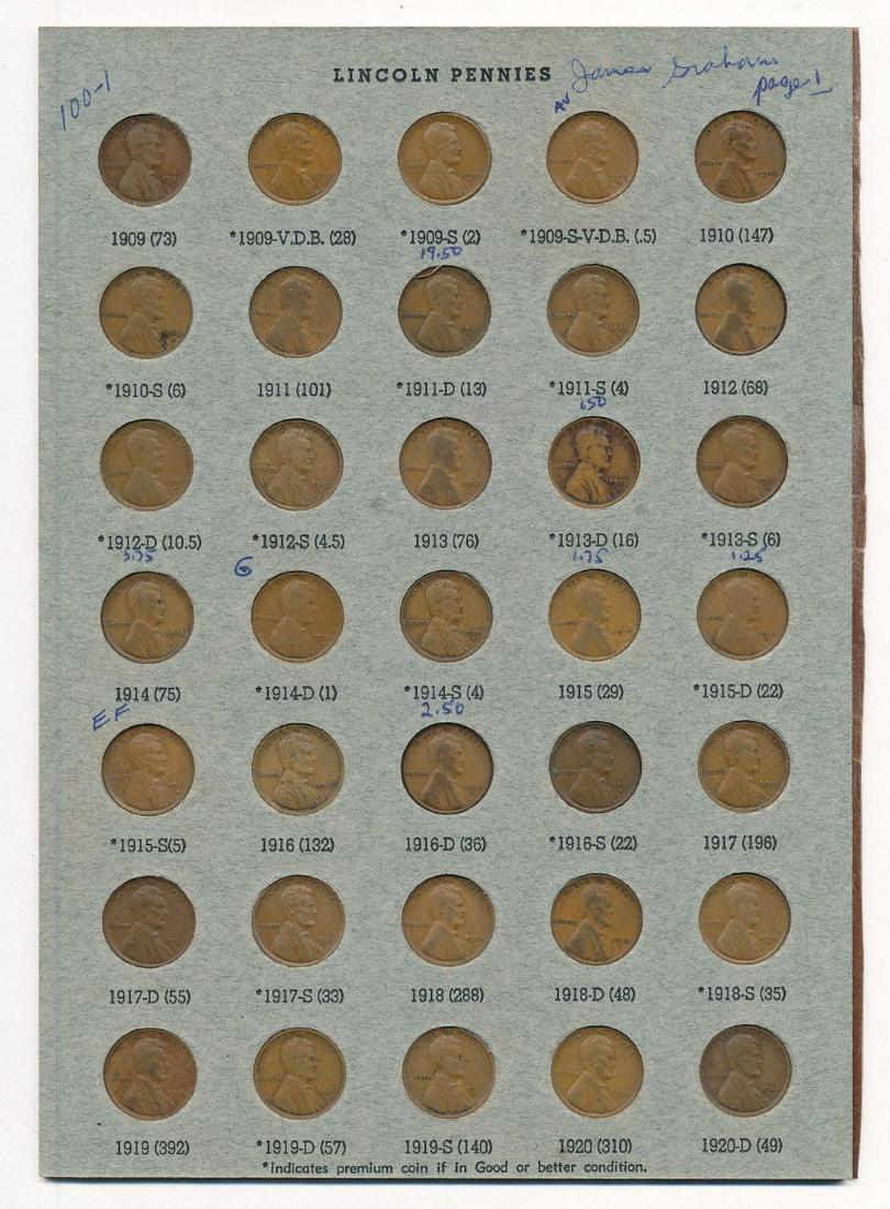 Complete Lincoln Album 1909-S-V.D.B.--1920-D (1 of 15)