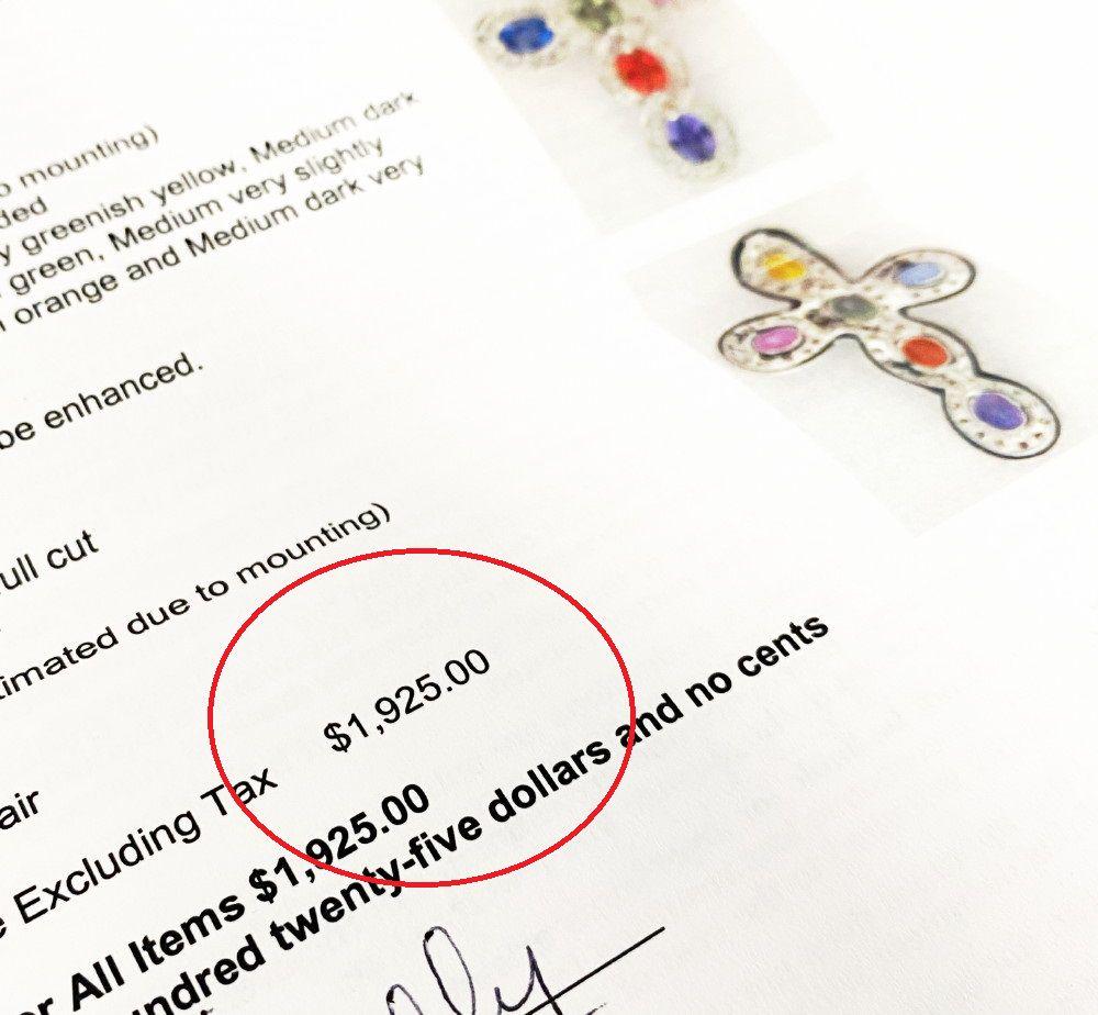 18 Kt White Gold/Sapphire/Diamond Pendant PGL Certified (1 of 6)