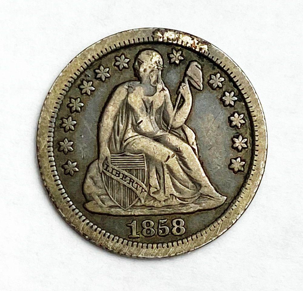 Super Rare 1858-S Seated Liberty Dime VF/XF (1 of 2)