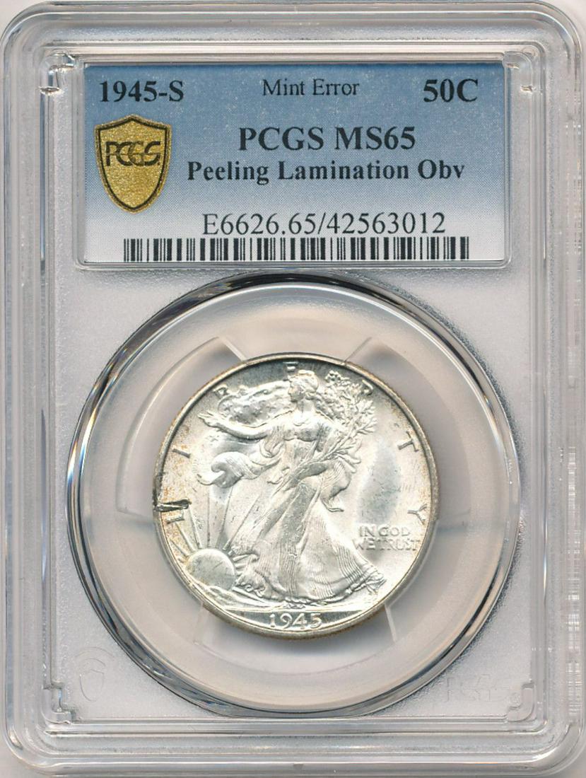 1945-S Walking Liberty PCGS Mint Error MS65 (1 of 7)